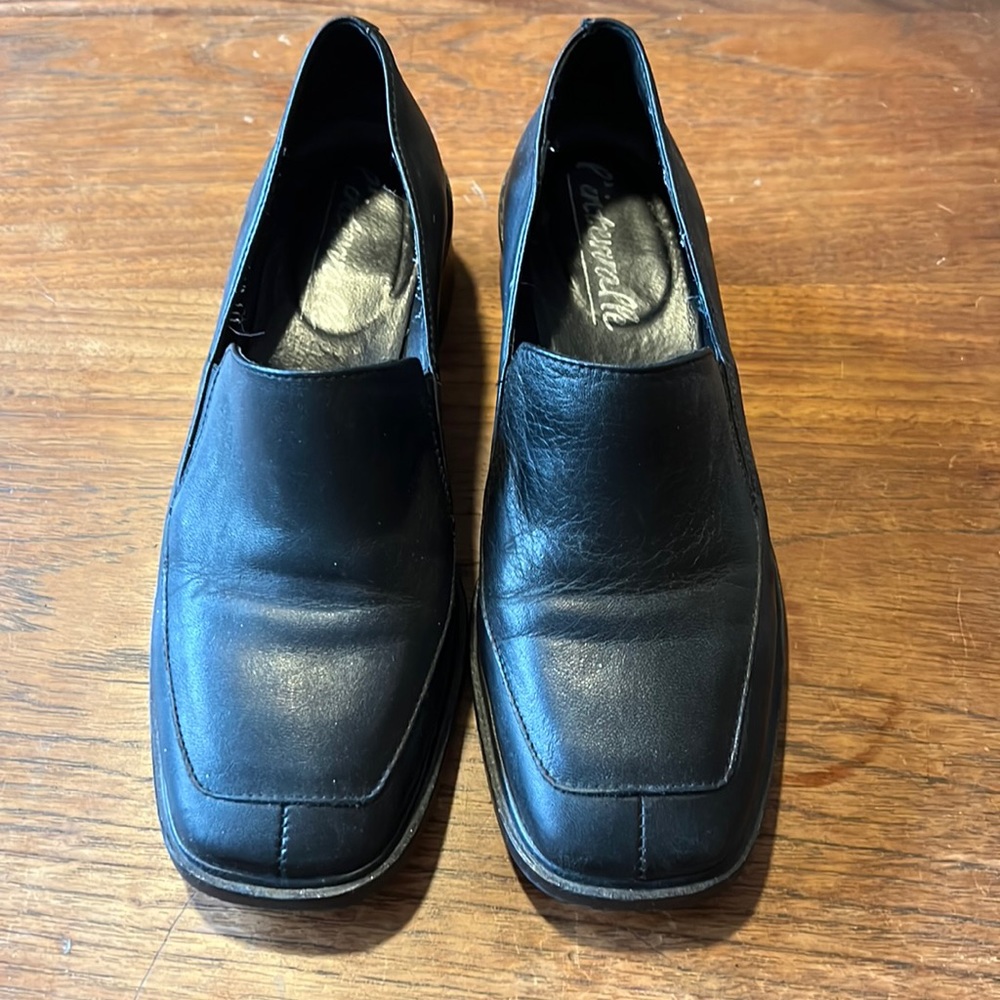 L'INTERVALLE Black Leather Square-Toe Loafers
